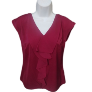 Worthington magenta petite ruffled sleeveless blouse size petite small